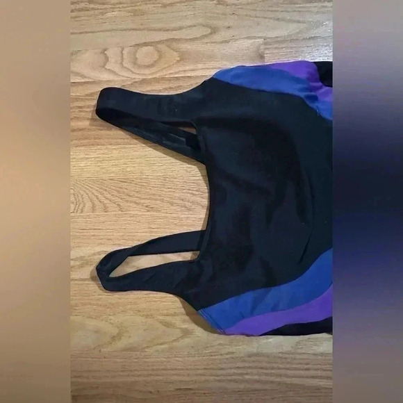 Lands’ End Black with Blue & Purple Stripe One Piece Size 24W/L - Picture 2 of 9